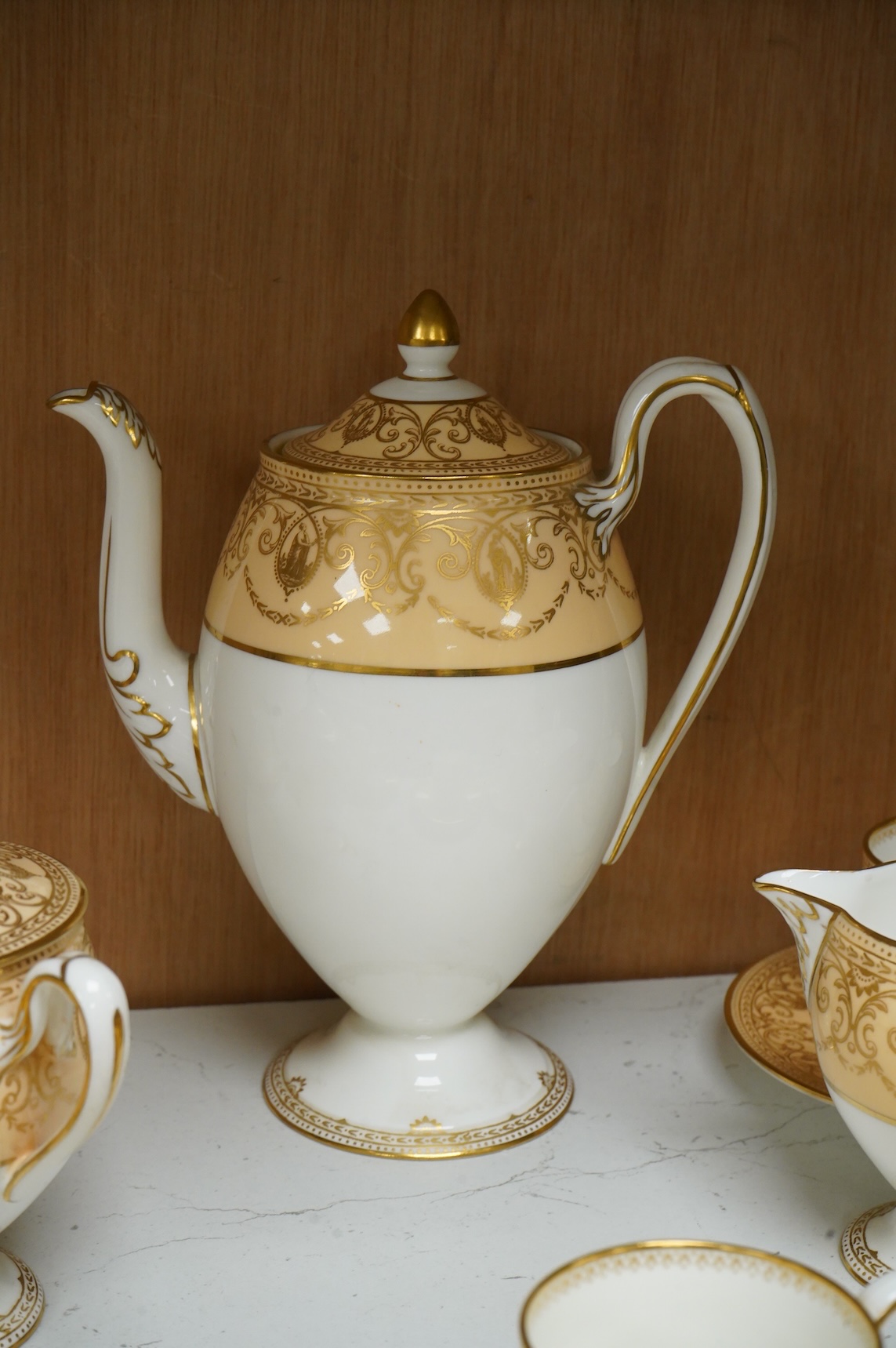 A Wedgwood coffee service for six, Portland vase mark